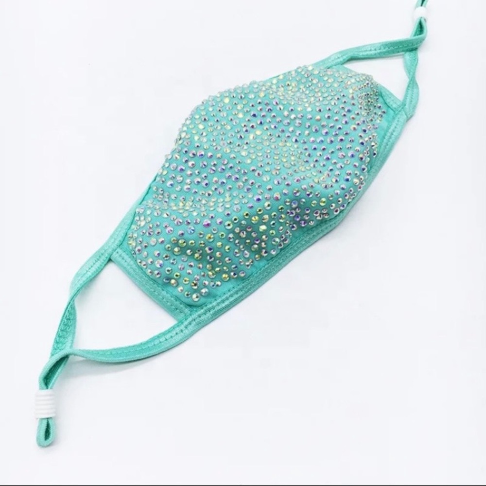 ✨#13 Aquamarine✨Crystal Bling Face Mask - Picture 1 of 15
